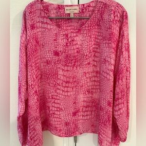 Chicos Black Label pink crocodile blouse. Size 3